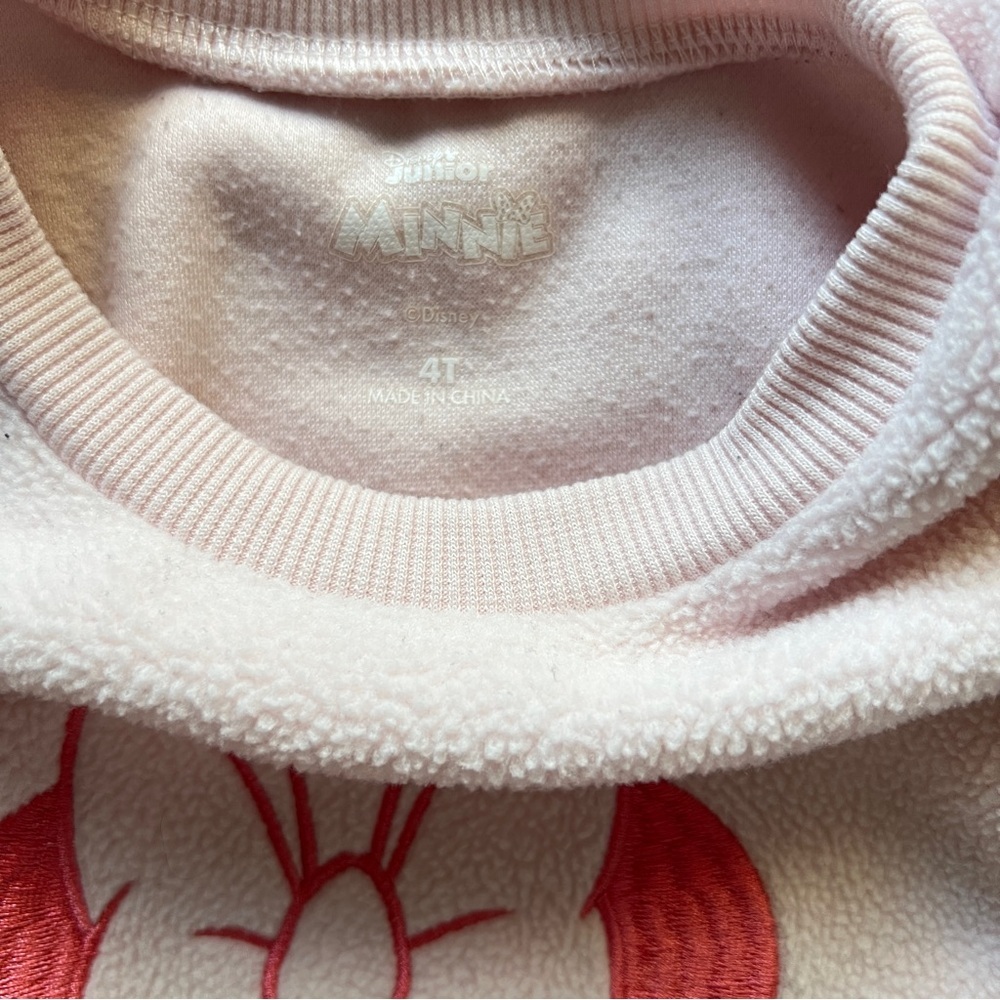 Disney Junior Minnie Mouse Light Pink Fleece Pullover Sweatshirt Girls Size 4T - Picture 3 of 6